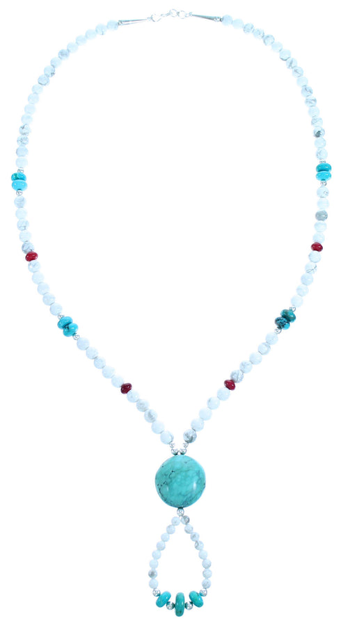 Sterling Silver And Multicolor Southwest Bead Necklace SX115085